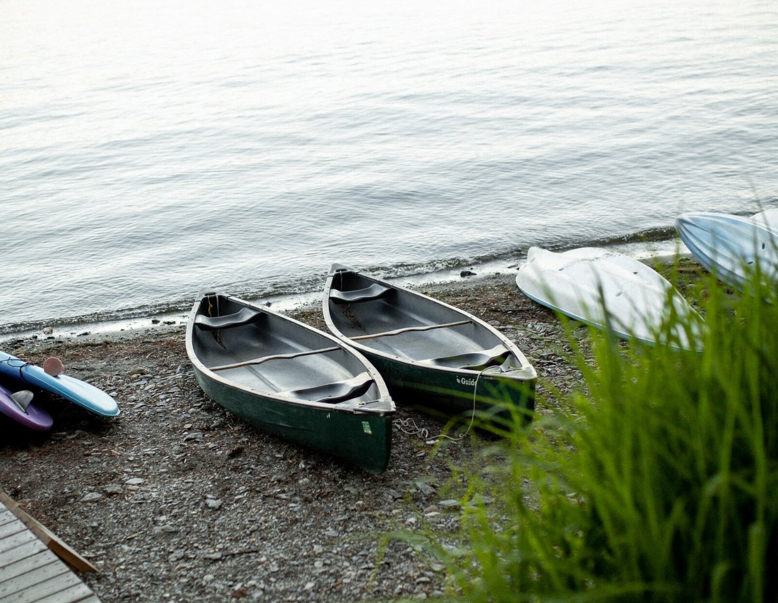 Two canoes by the lake